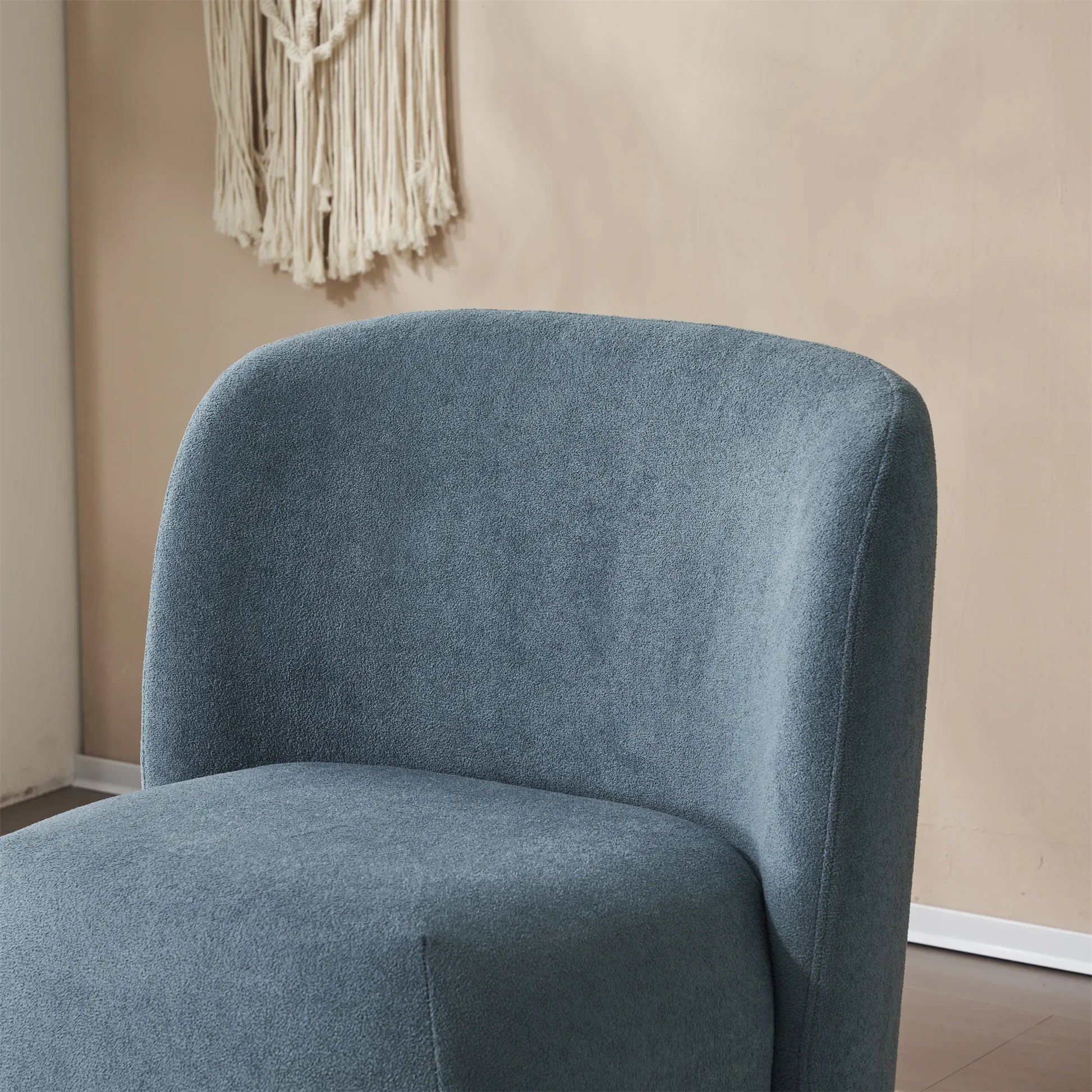 Modern Fabric Low Back Armless Accent Chair with Round Pine Wood Feet