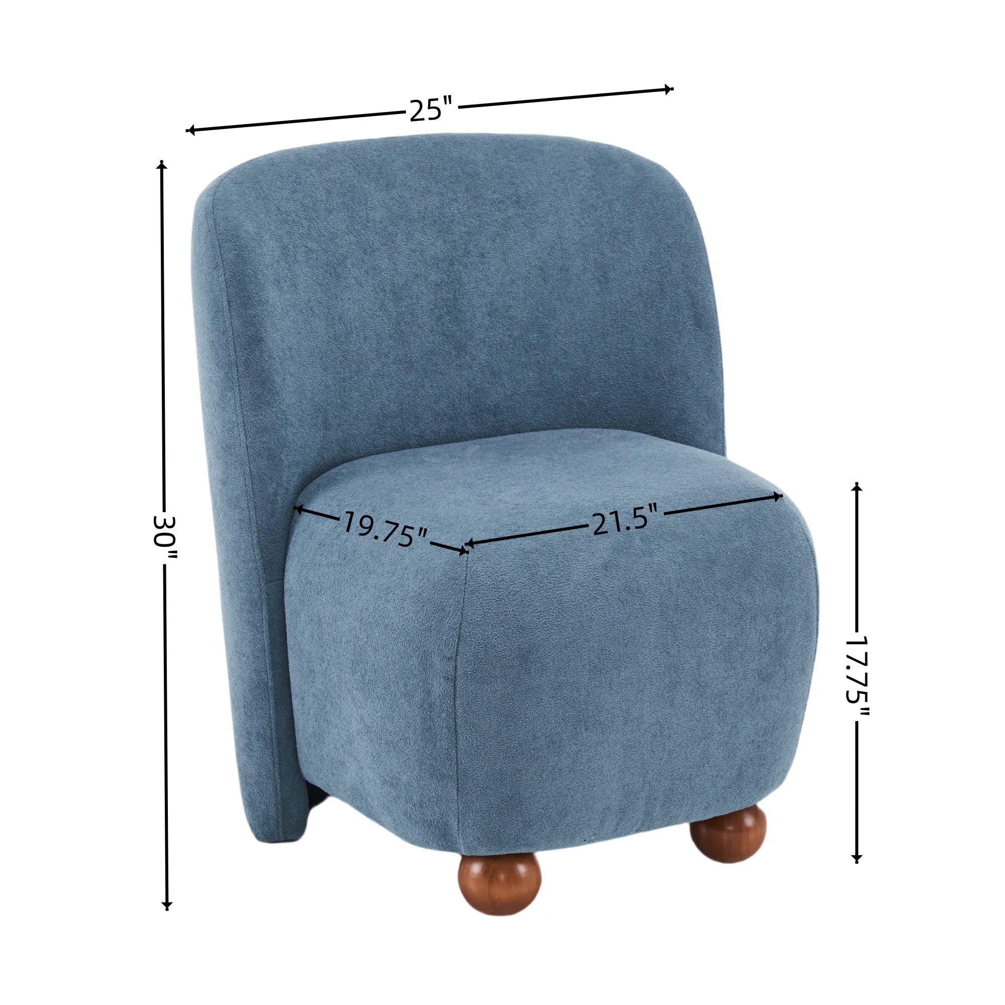 Modern Fabric Low Back Armless Accent Chair with Round Pine Wood Feet