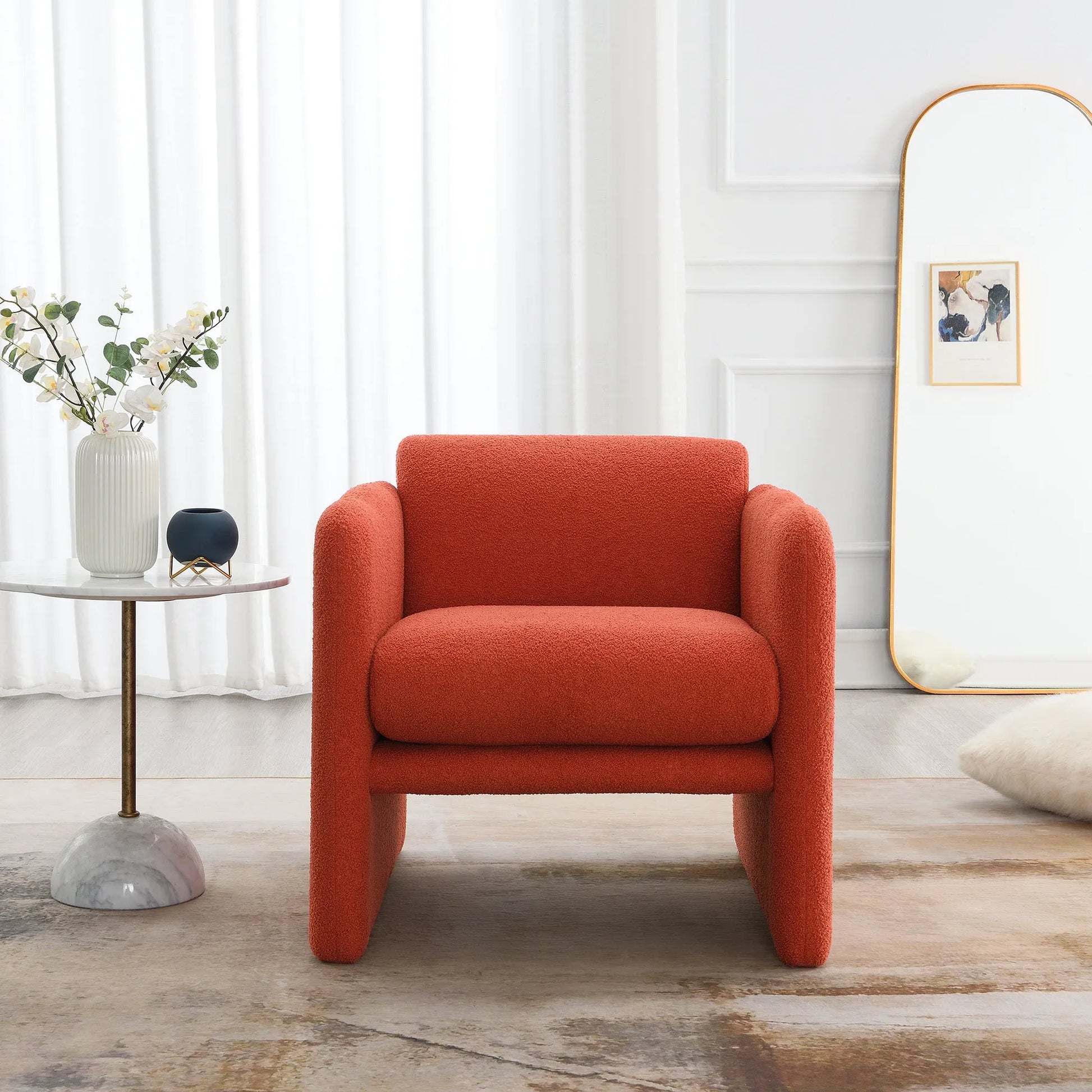 Modern Fabric Upholstered Leisure Comfy Arm Chair