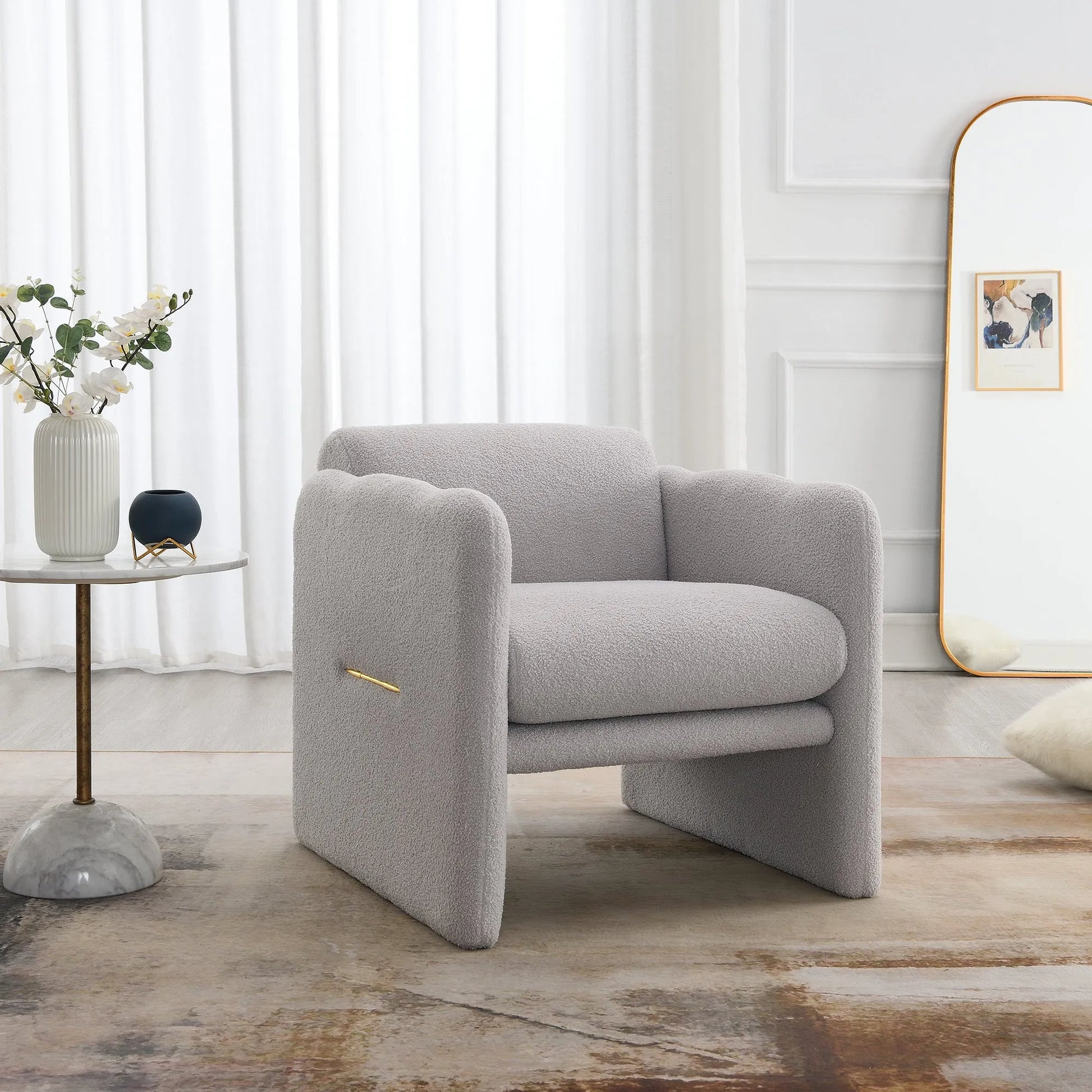 Modern Fabric Upholstered Leisure Comfy Arm Chair