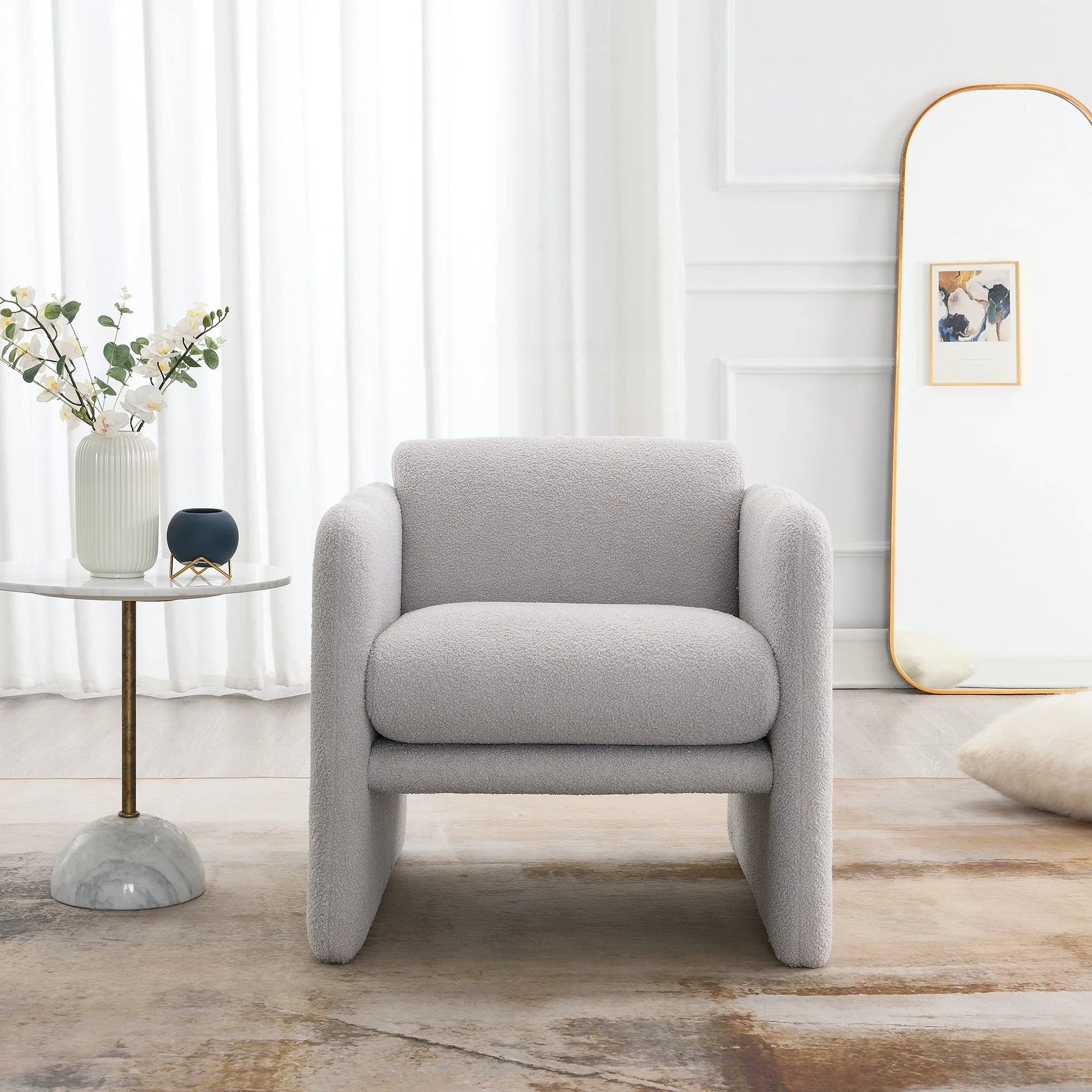 Modern Fabric Upholstered Leisure Comfy Arm Chair