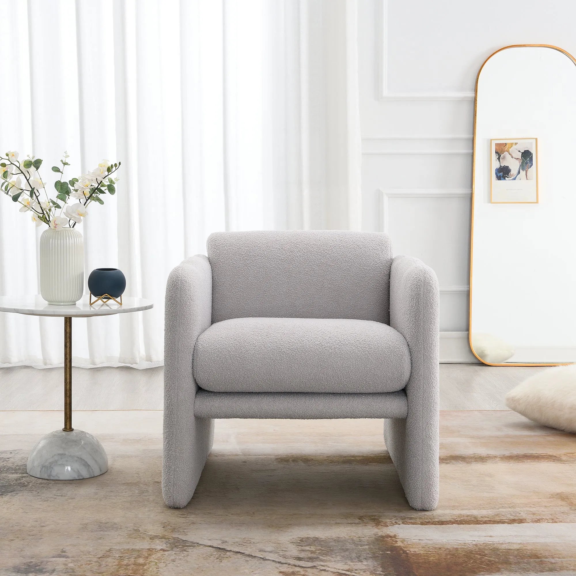 Modern Fabric Upholstered Leisure Comfy Arm Chair
