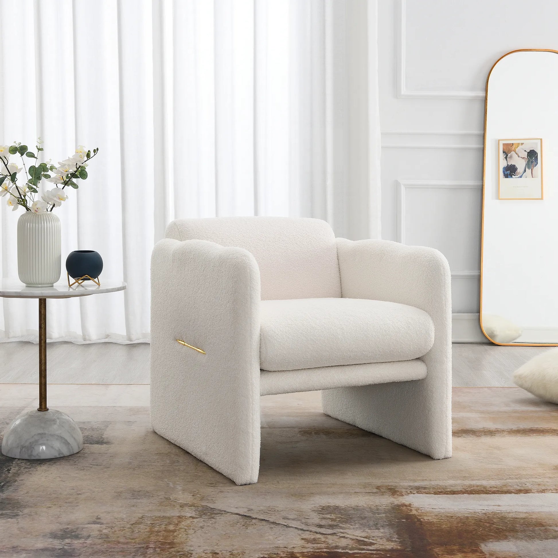 Modern Fabric Upholstered Leisure Comfy Arm Chair