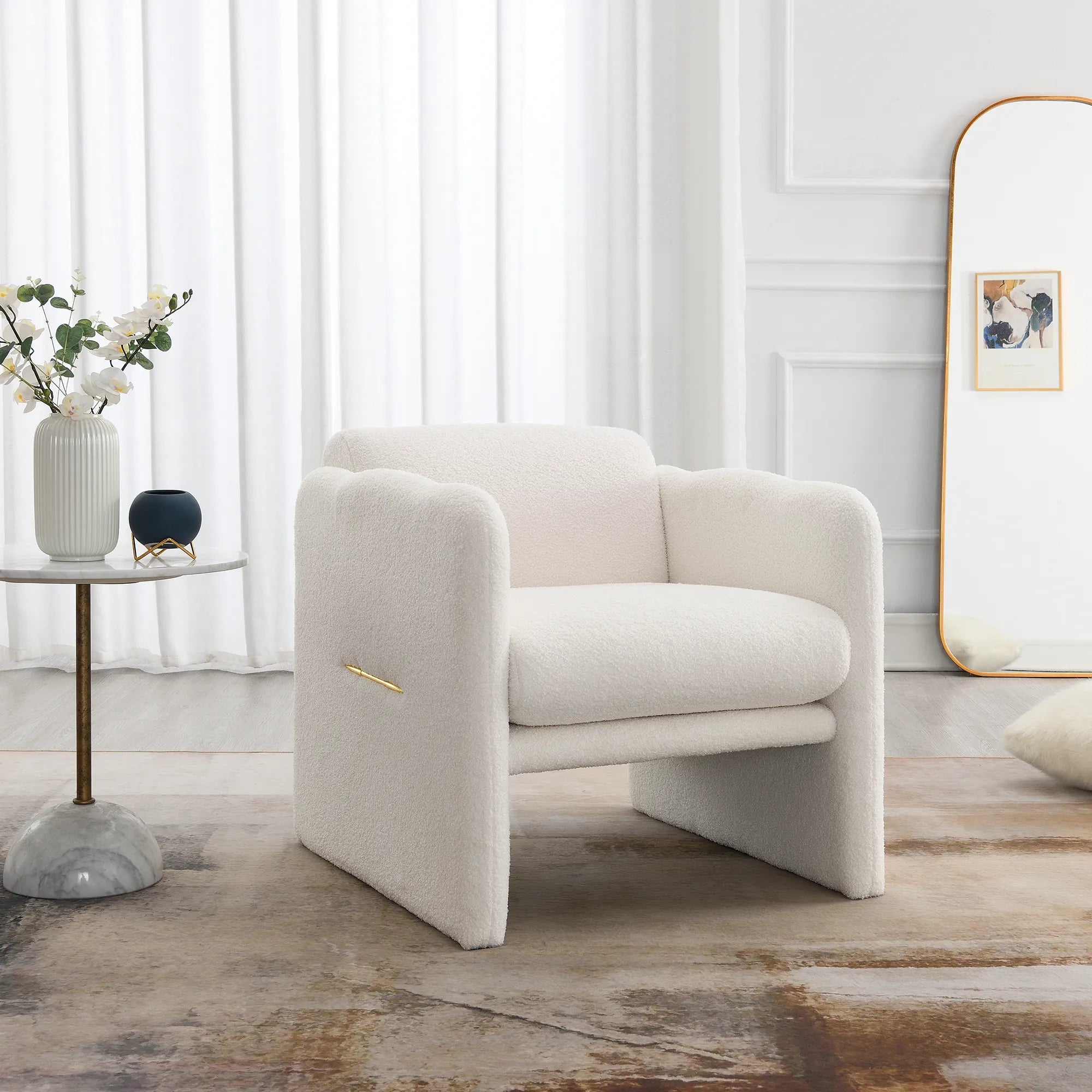 Modern Fabric Upholstered Leisure Comfy Arm Chair