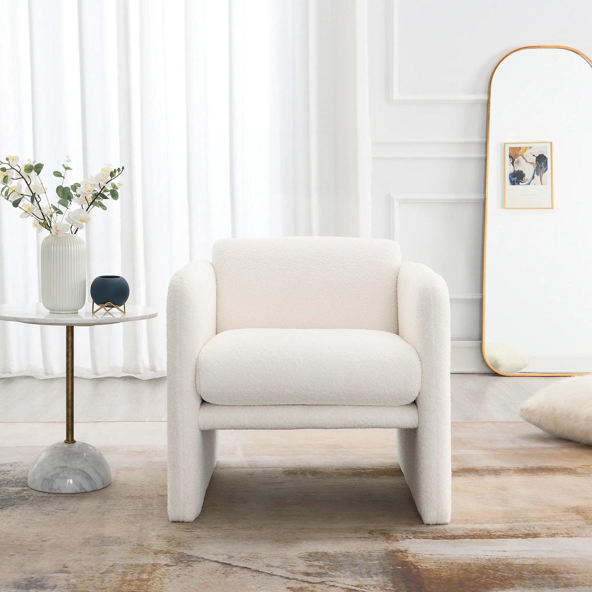 Modern Fabric Upholstered Leisure Comfy Arm Chair