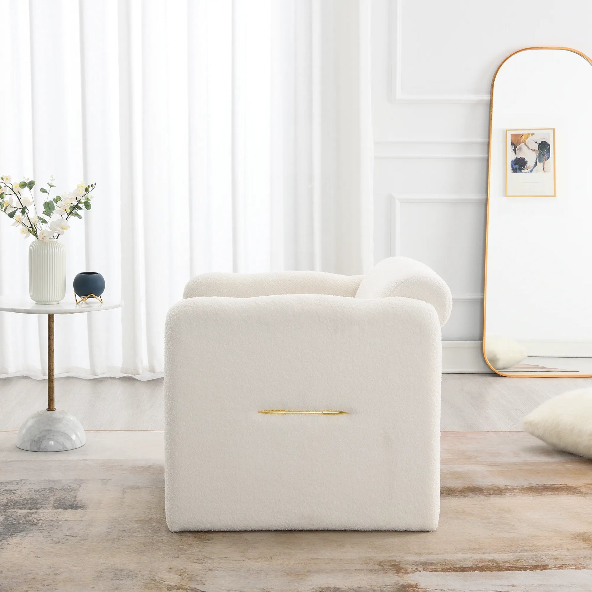 Modern Fabric Upholstered Leisure Comfy Arm Chair