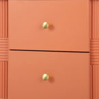 Modern Fluted 2-Drawer Nightstand with Gold Metal Legs