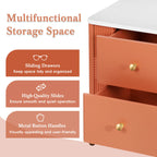 Modern Fluted 2-Drawer Nightstand with Gold Metal Legs