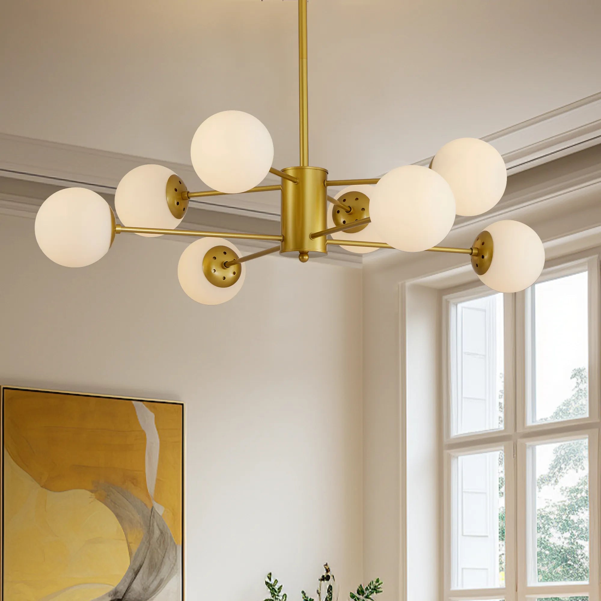 Modern Gold 8-Light Globe Chandelier