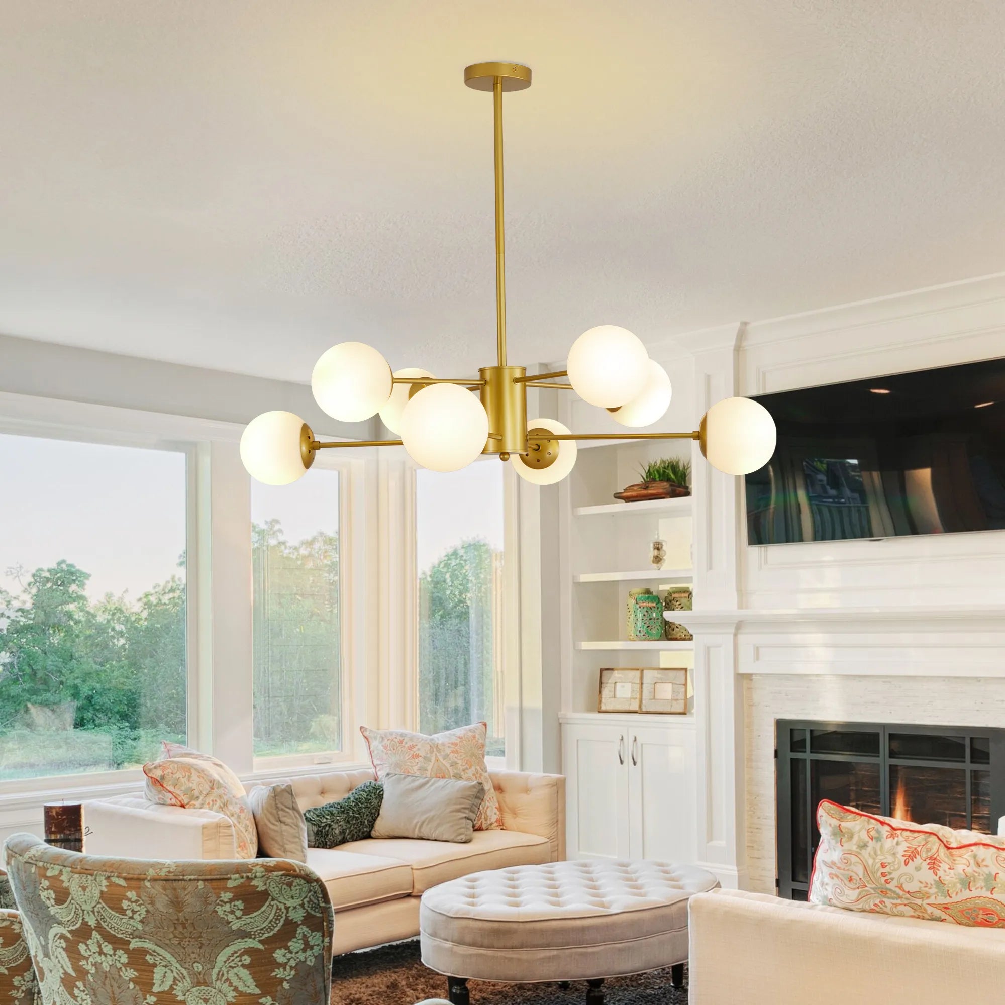 Modern Gold 8-Light Globe Chandelier