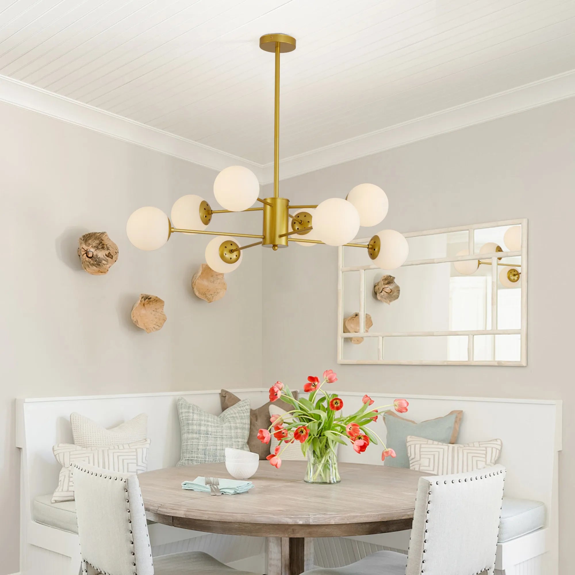 Modern Gold 8-Light Globe Chandelier