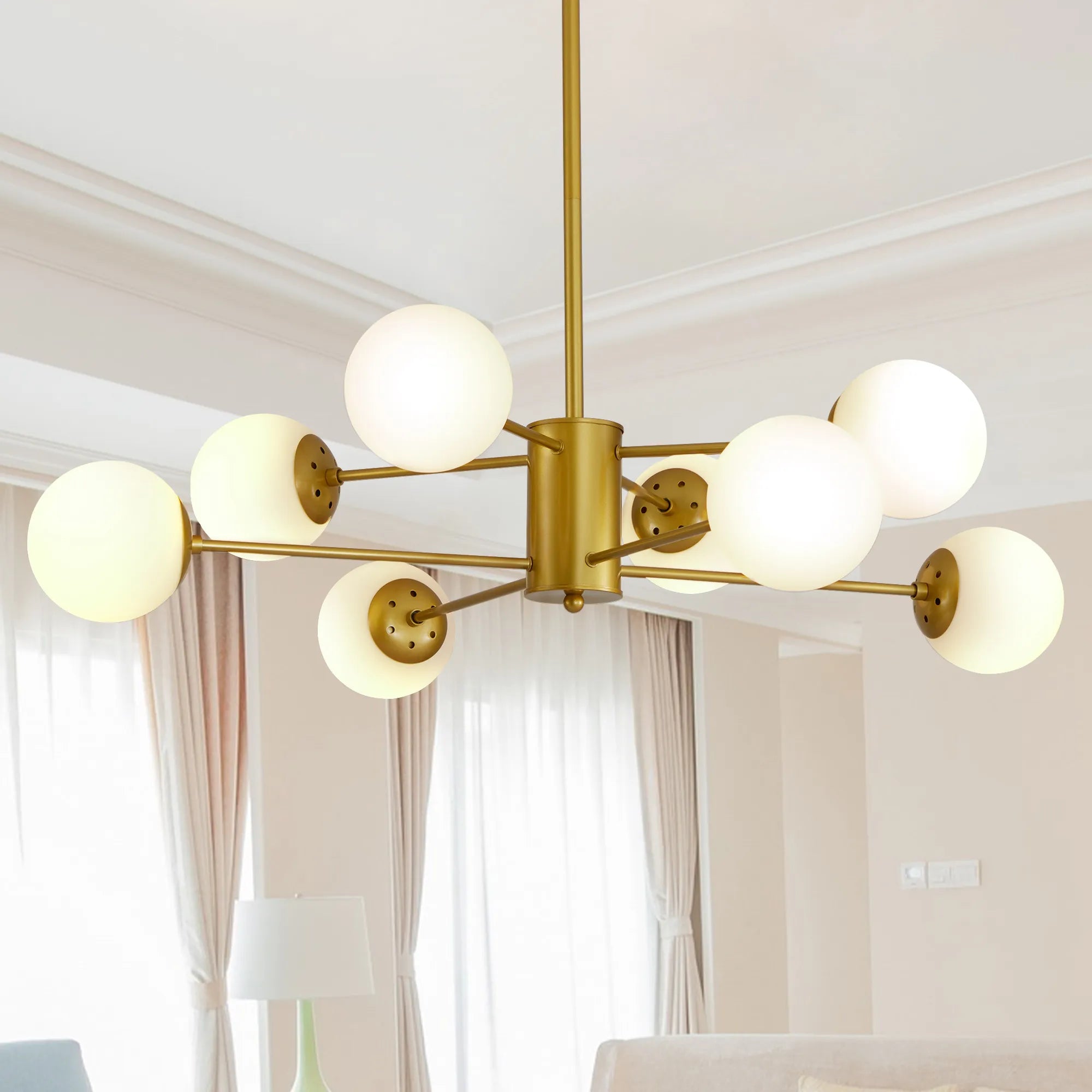 Modern Gold 8-Light Globe Chandelier