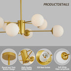 Modern Gold 8-Light Globe Chandelier