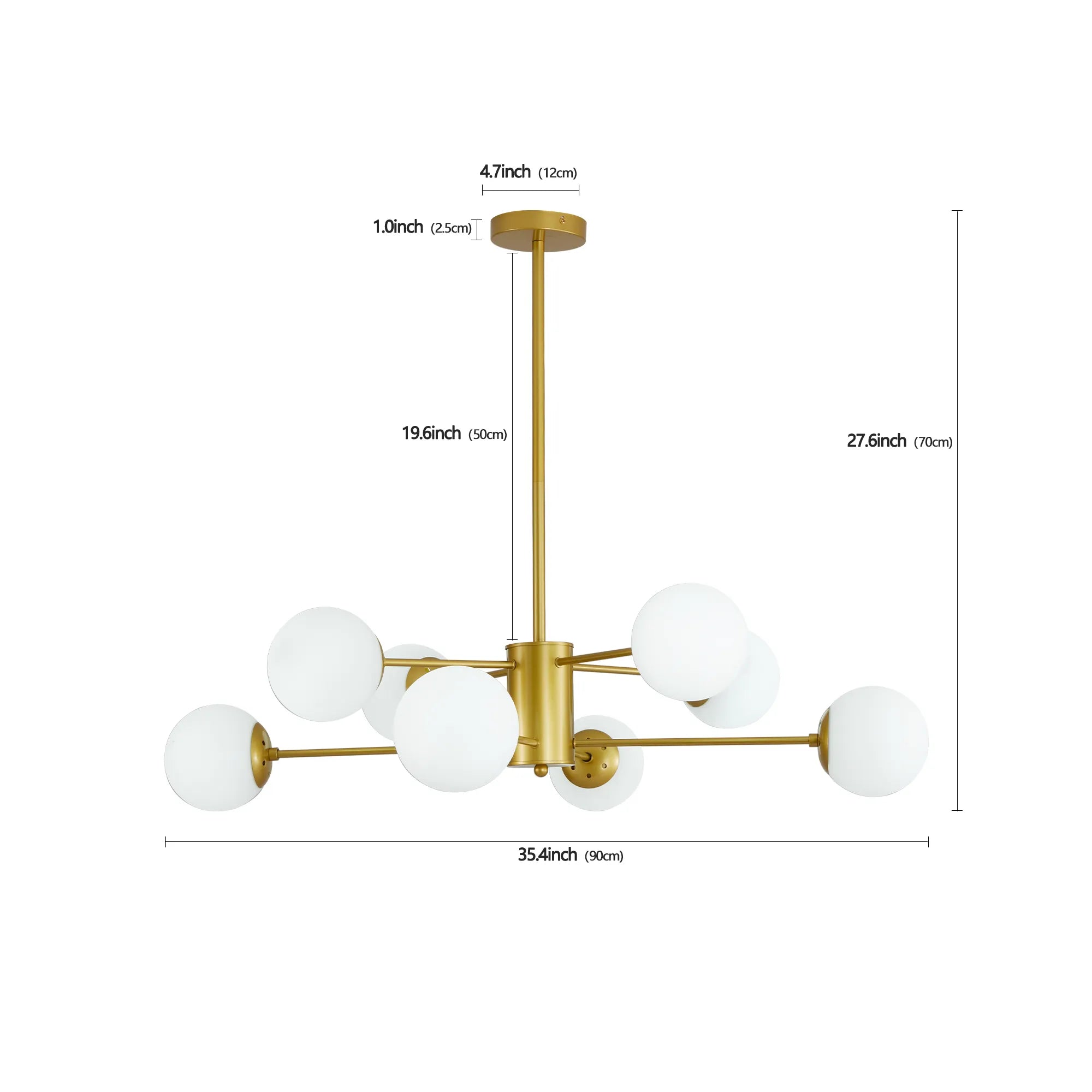 Modern Gold 8-Light Globe Chandelier