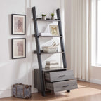Modern Ladder Bookcase With 2 Drawers