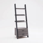 Modern Ladder Bookcase With 2 Drawers