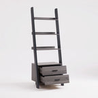 Modern Ladder Bookcase With 2 Drawers