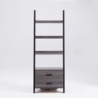 Modern Ladder Bookcase With 2 Drawers