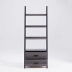 Modern Ladder Bookcase With 2 Drawers