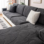 Modern Leaf Velvet Jacquard Stretch Sofa Cover, Waterproof, Pet-Proof