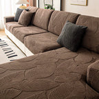 Modern Leaf Velvet Jacquard Stretch Sofa Cover, Waterproof, Pet-Proof