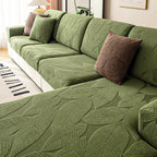 Modern Leaf Velvet Jacquard Stretch Sofa Cover, Waterproof, Pet-Proof