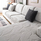 Modern Leaf Velvet Jacquard Stretch Sofa Cover, Waterproof, Pet-Proof