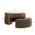 Modern Lift-Top Coffee Table With Nesting Stools
