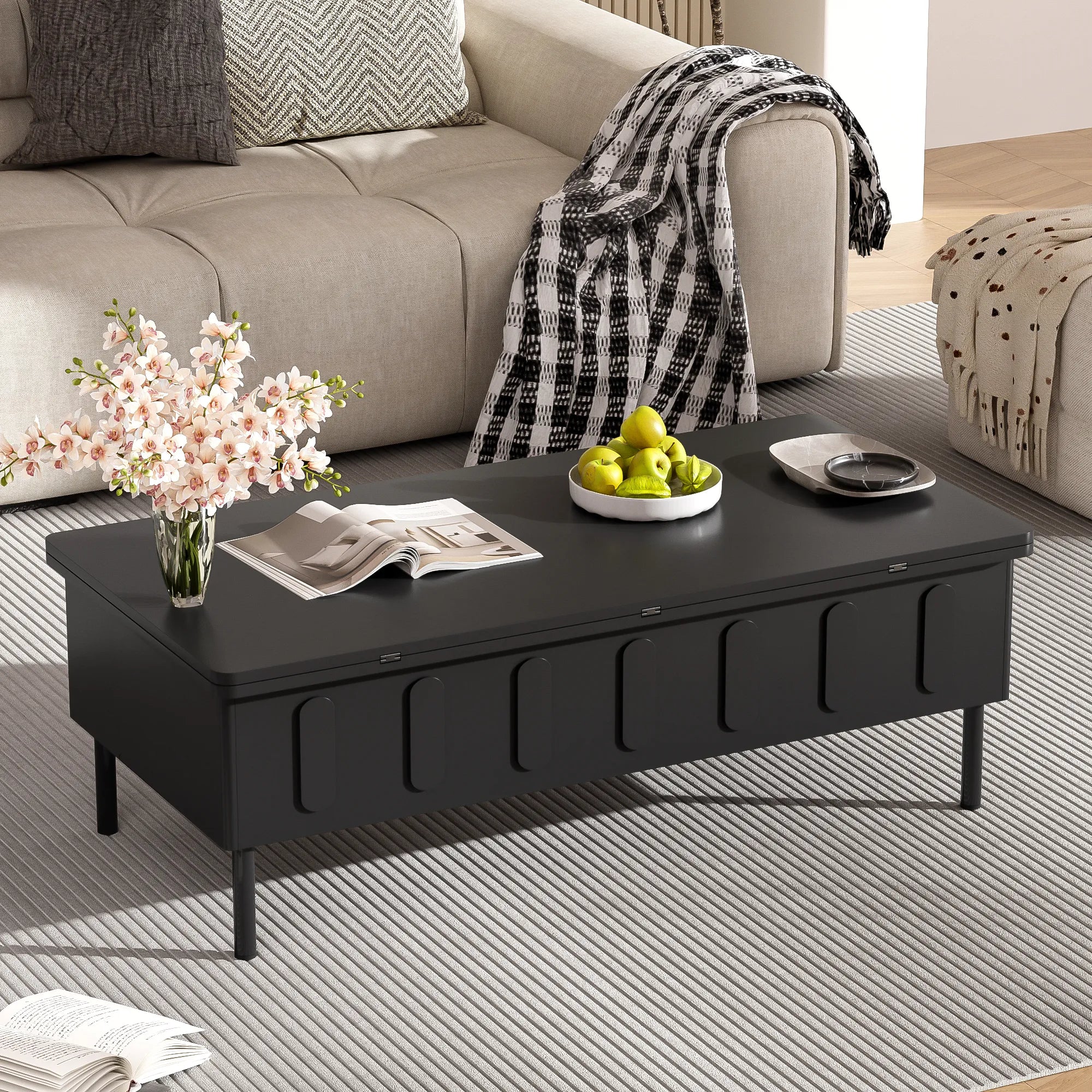 Modern Lift-Top Coffee Table, with Foldable Top