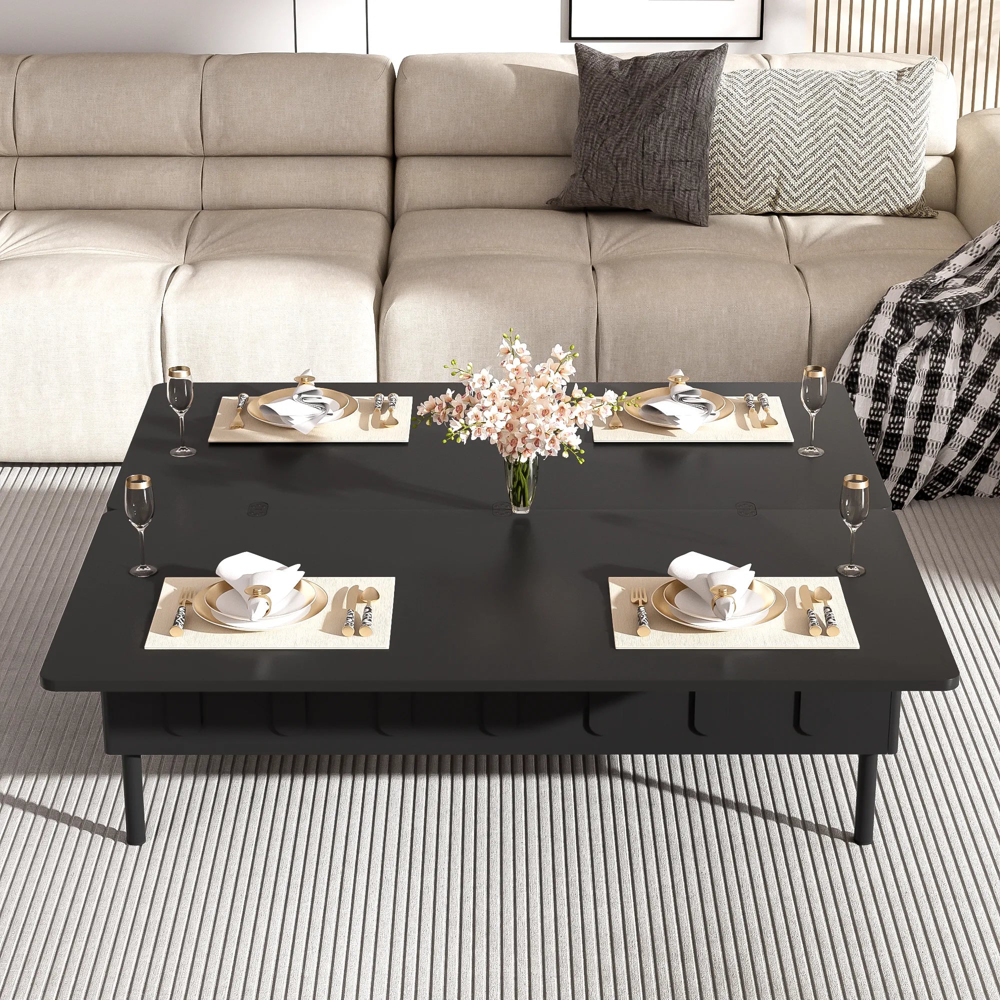 Modern Lift-Top Coffee Table, with Foldable Top