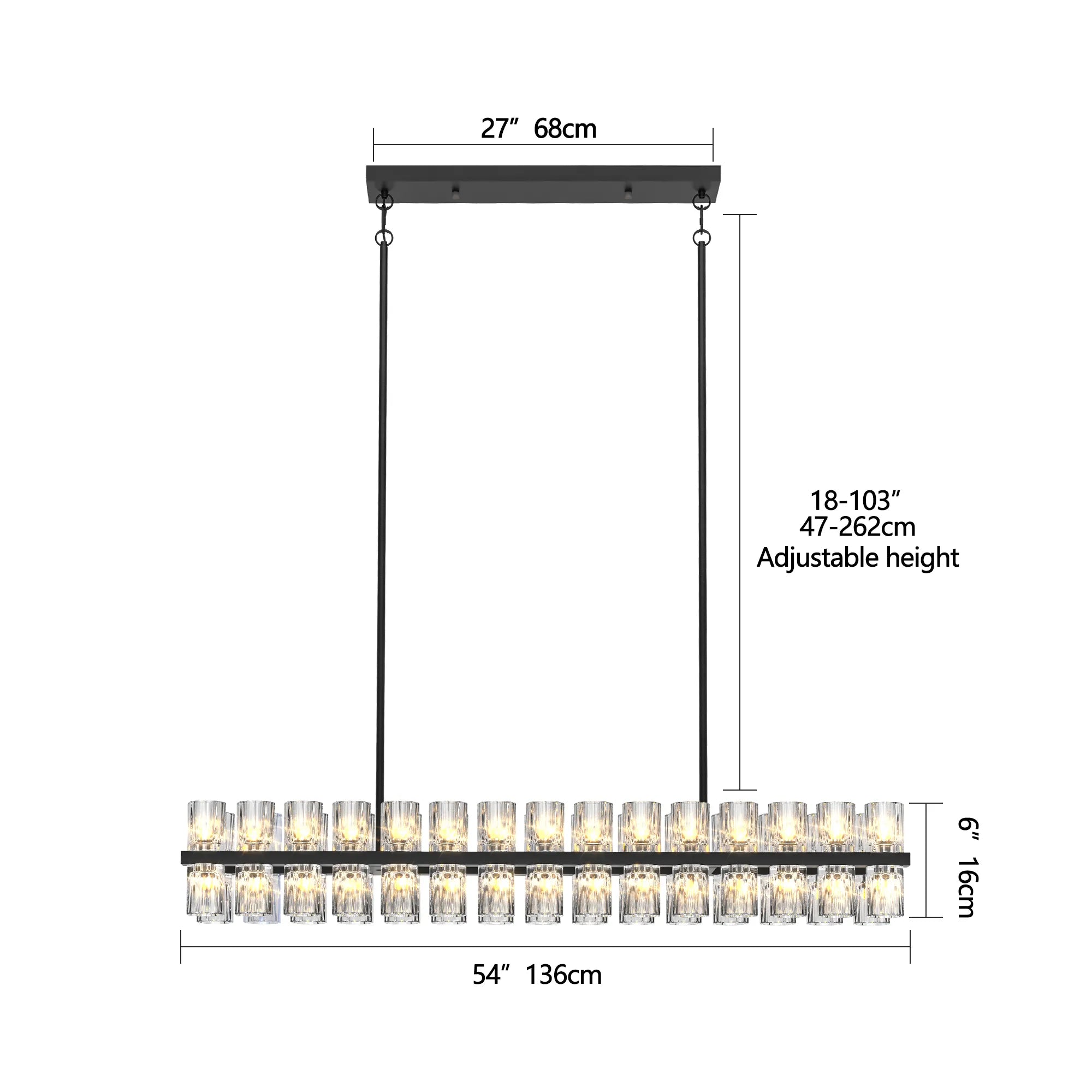 Modern Luxury Rectangular Crystal Chandelier