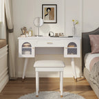 Modern Makeup Vanity Set with Stool & Storage