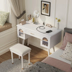 Modern Makeup Vanity Set with Stool & Storage