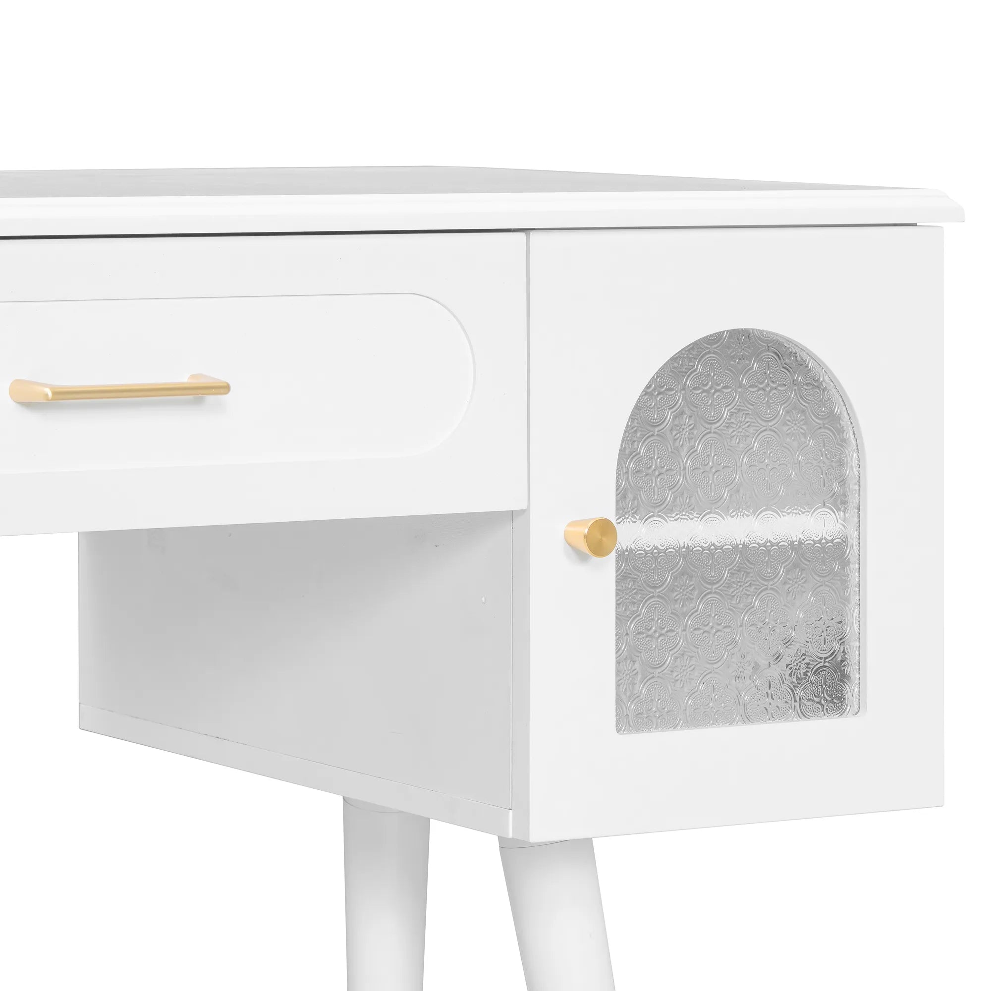 Modern Makeup Vanity Set with Stool & Storage