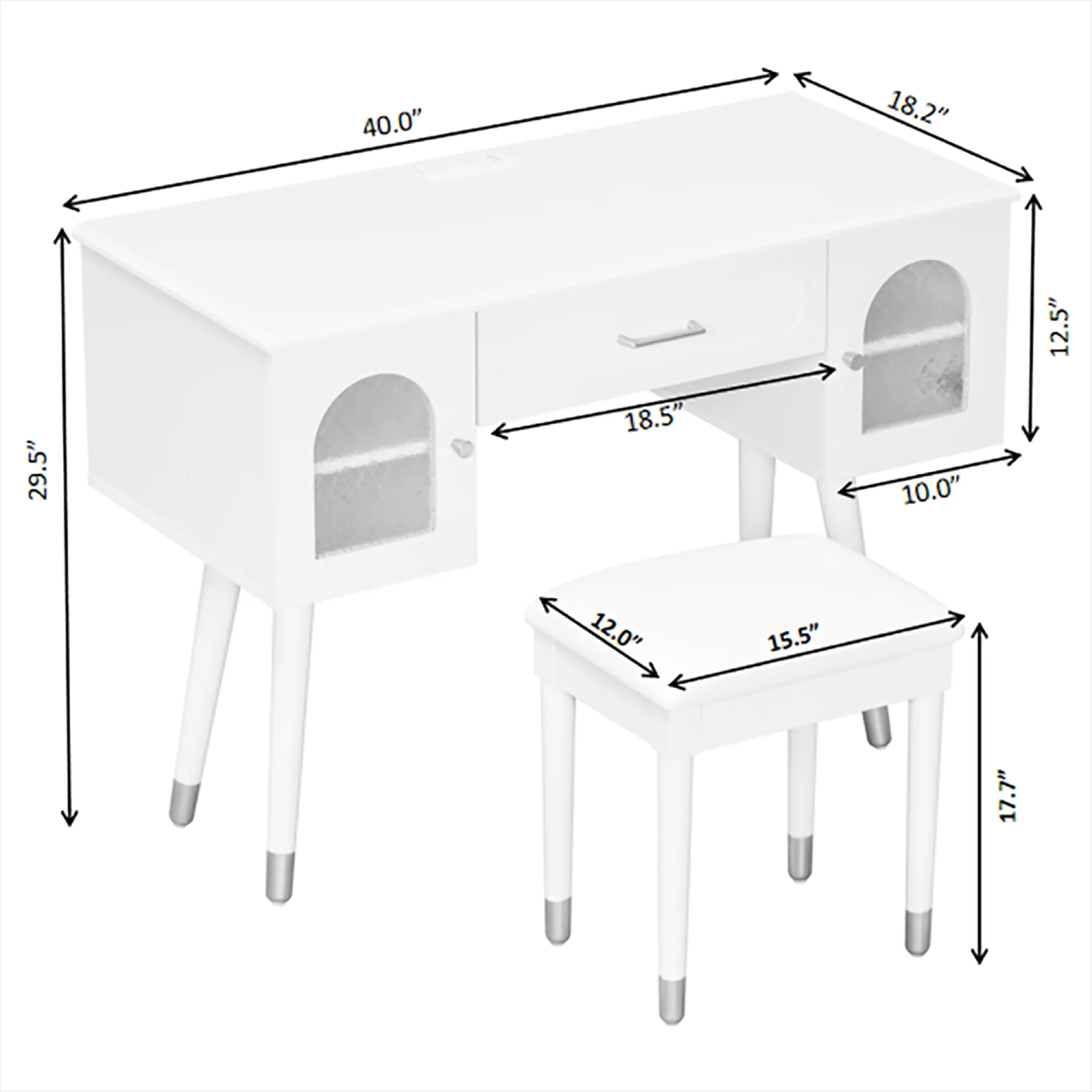 Modern Makeup Vanity Set with Stool & Storage