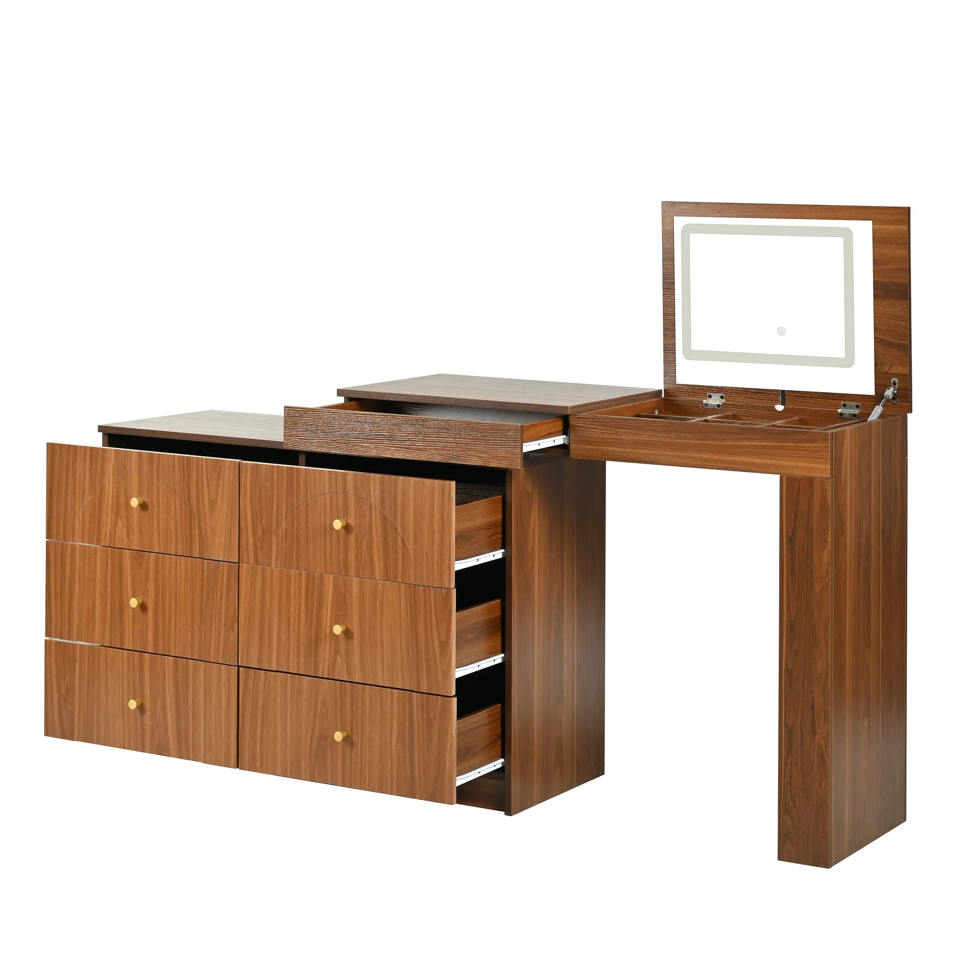 Modern Makeup Vanity, with Mirror, Lights & Large Storage