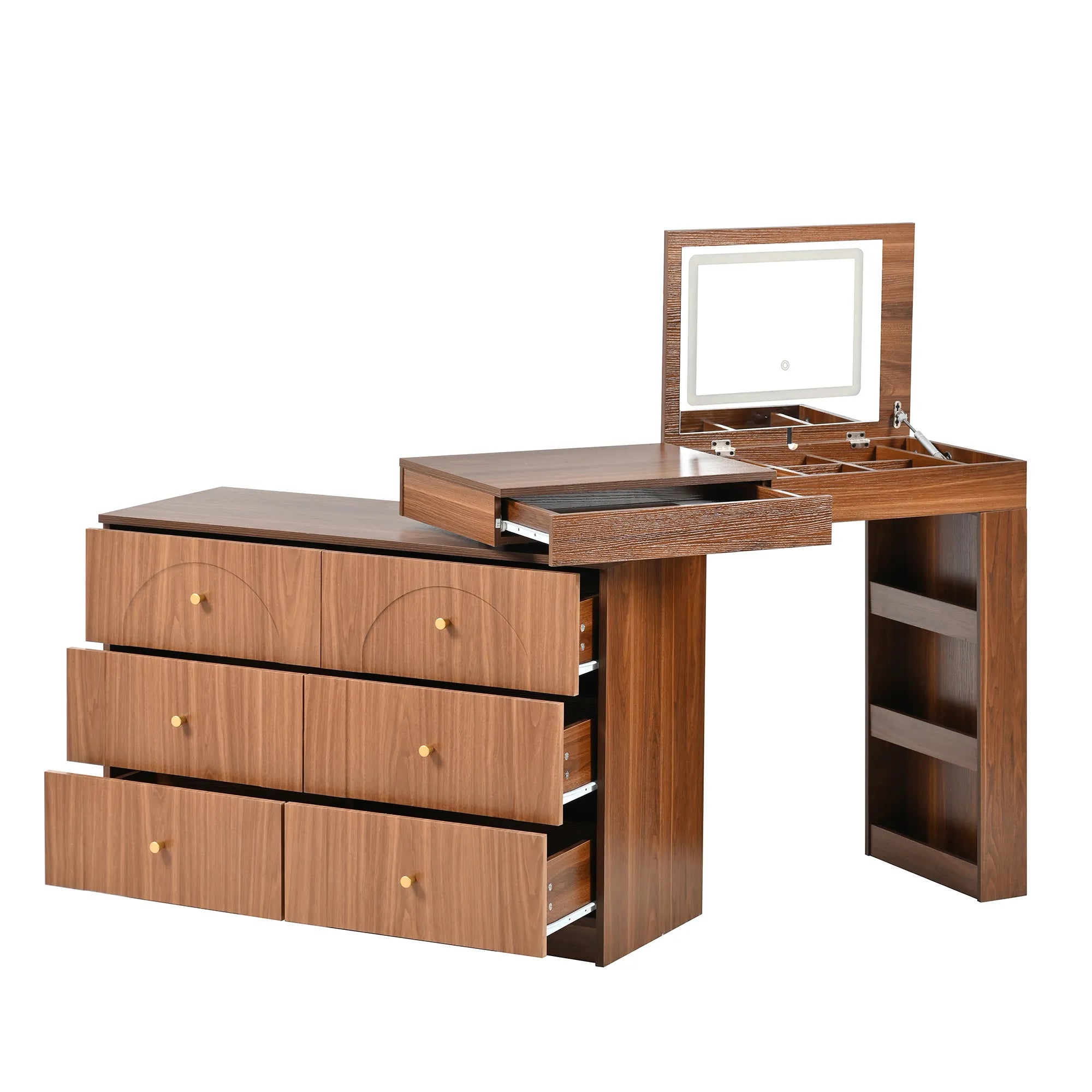 Modern Makeup Vanity, with Mirror, Lights & Large Storage