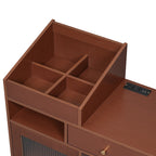 Modern Makeup Vanity with Drawers, Cabinet & Stool