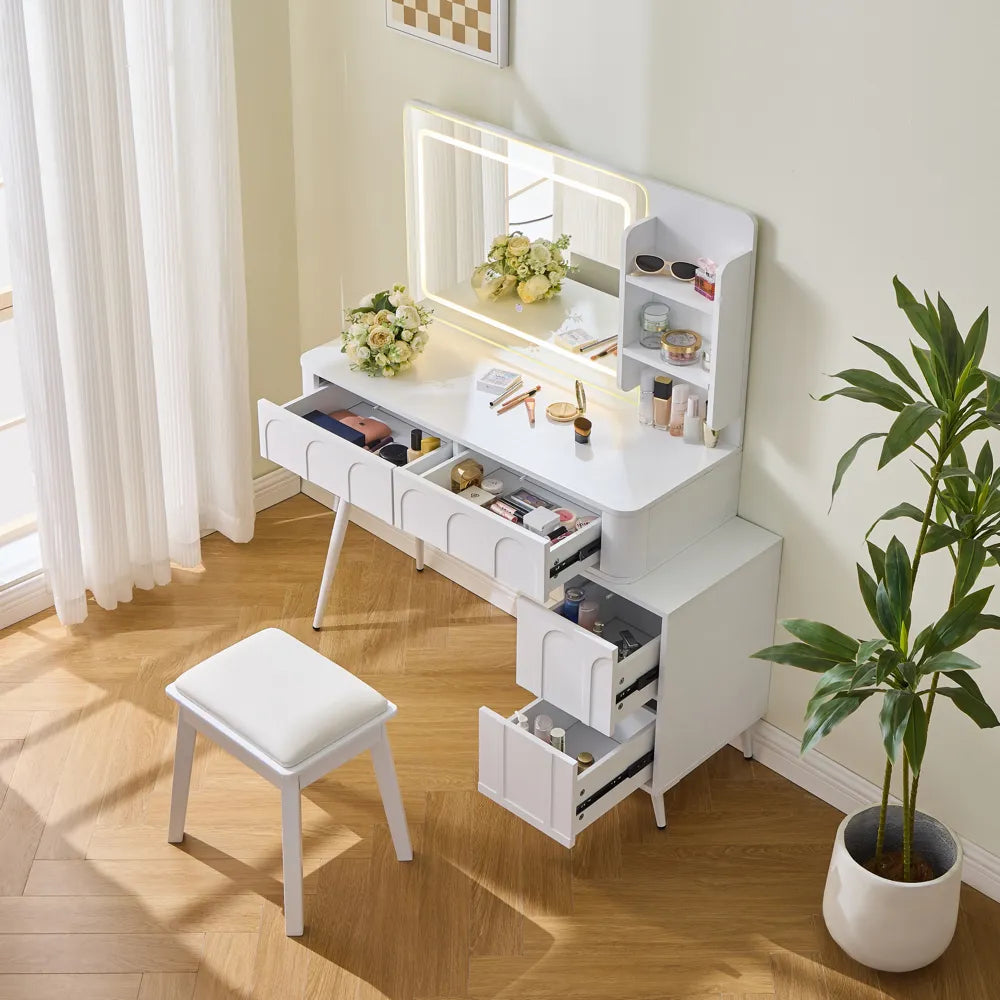Modern Makeup Vanity with LED Mirror