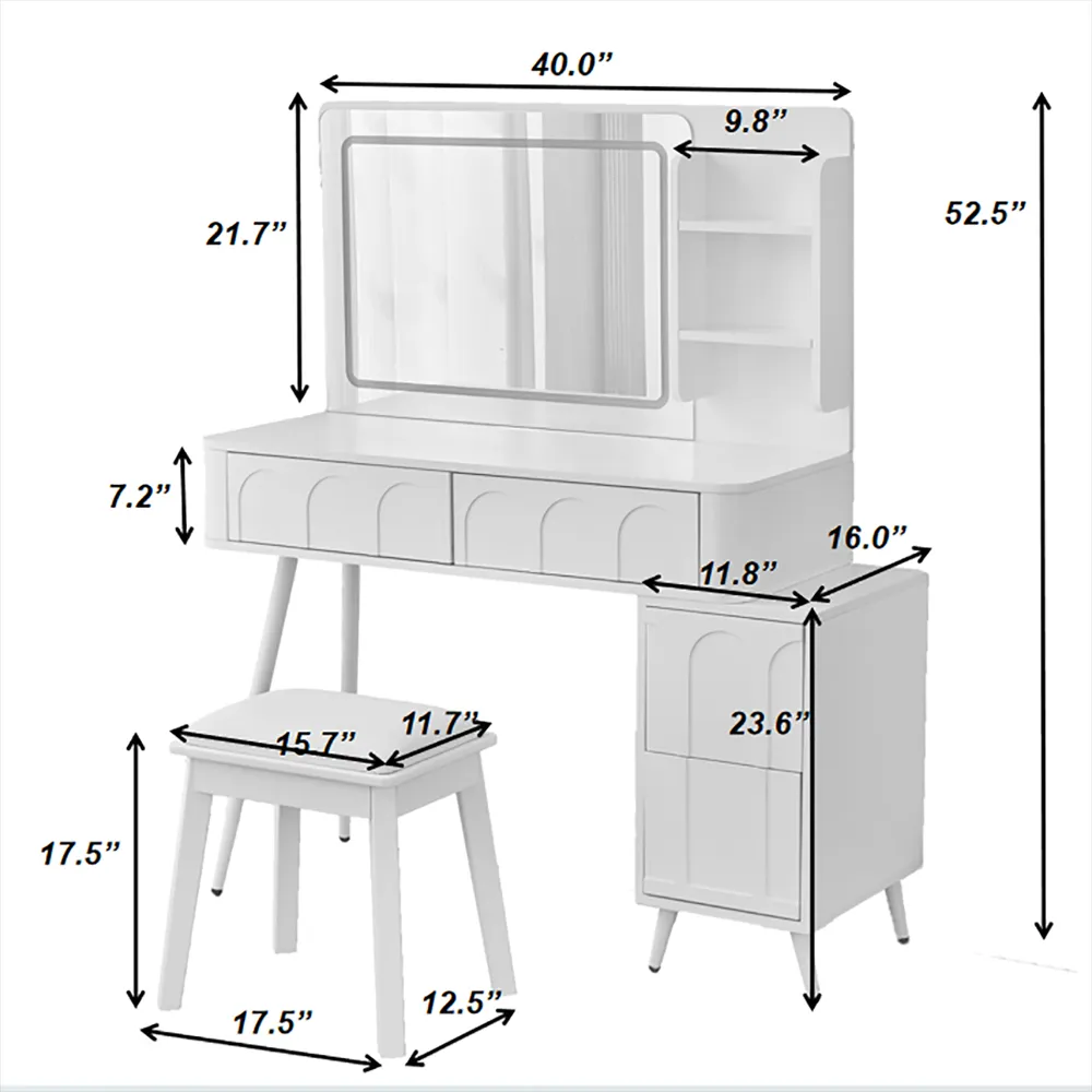 Modern Makeup Vanity with LED Mirror