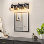 Modern Matte Black Bathroom Vanity Light with Clear Glass Shades