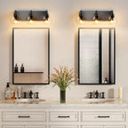 Modern Matte Black Bathroom Vanity Light with Clear Glass Shades