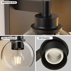 Modern Matte Black Bathroom Vanity Light with Clear Glass Shades