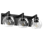 Modern Matte Black Bathroom Vanity Light with Clear Glass Shades