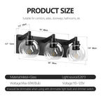 Modern Matte Black Bathroom Vanity Light with Clear Glass Shades