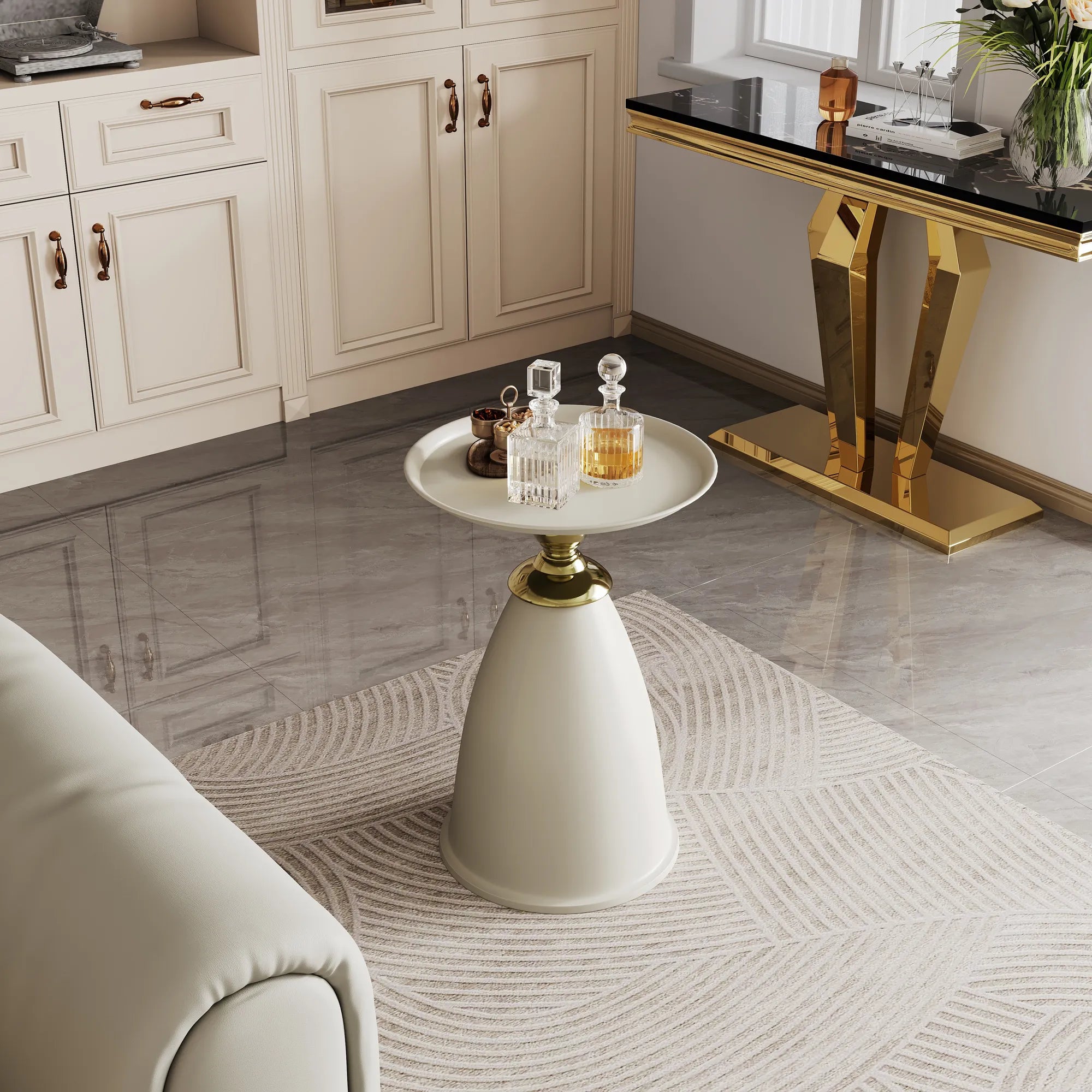 Modern Minimalist Round Iron Side Table End Table