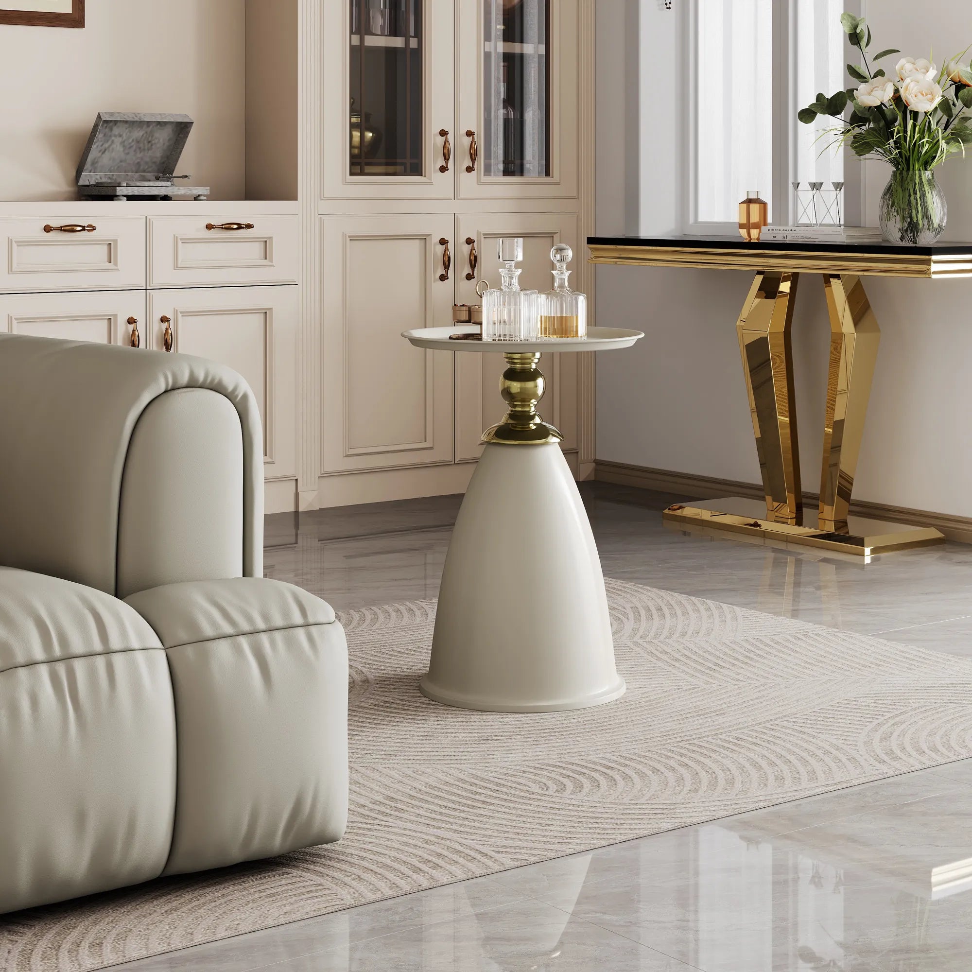 Modern Minimalist Round Iron Side Table End Table