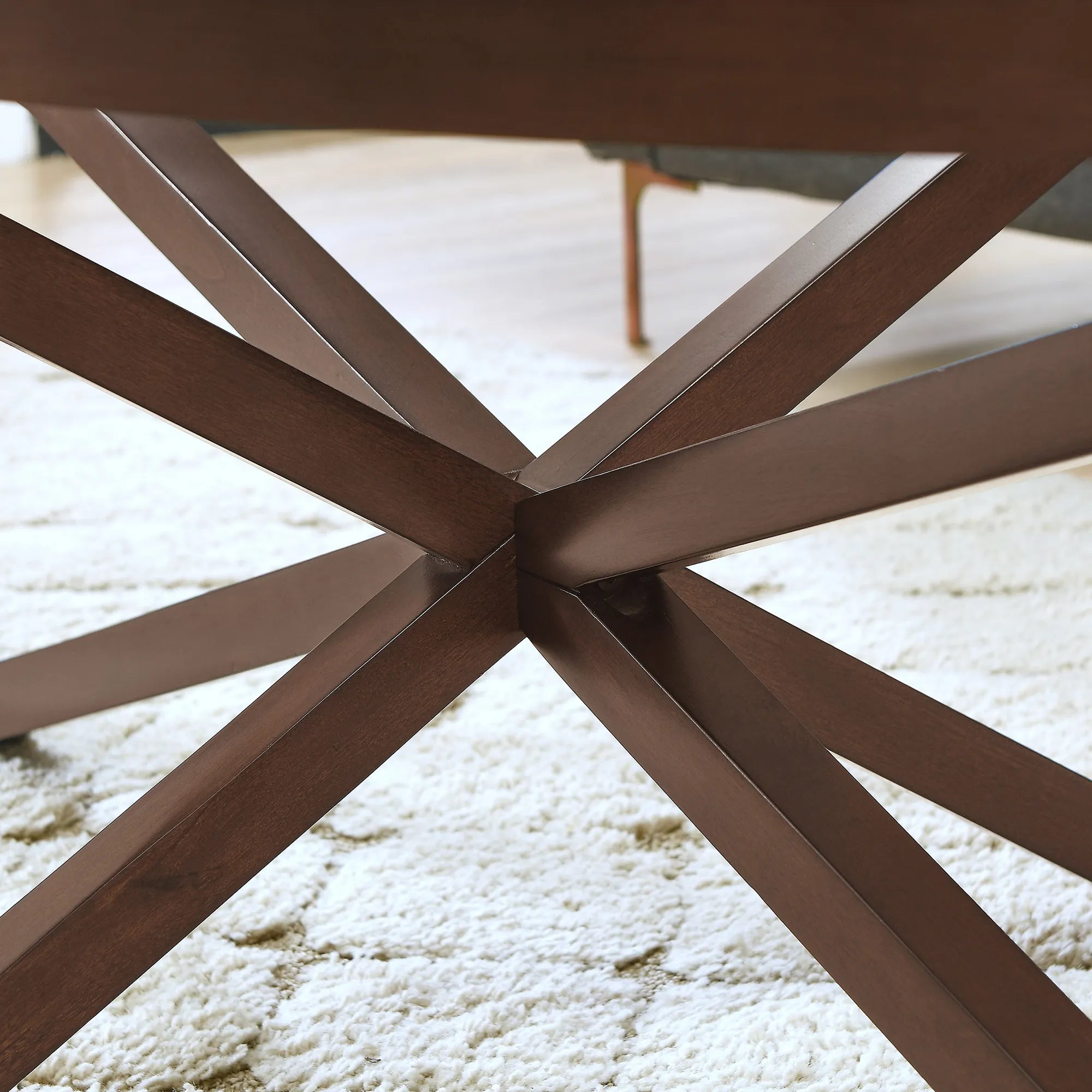 Modern Oval Tempered Glass Coffee Table with Solid Wood Base