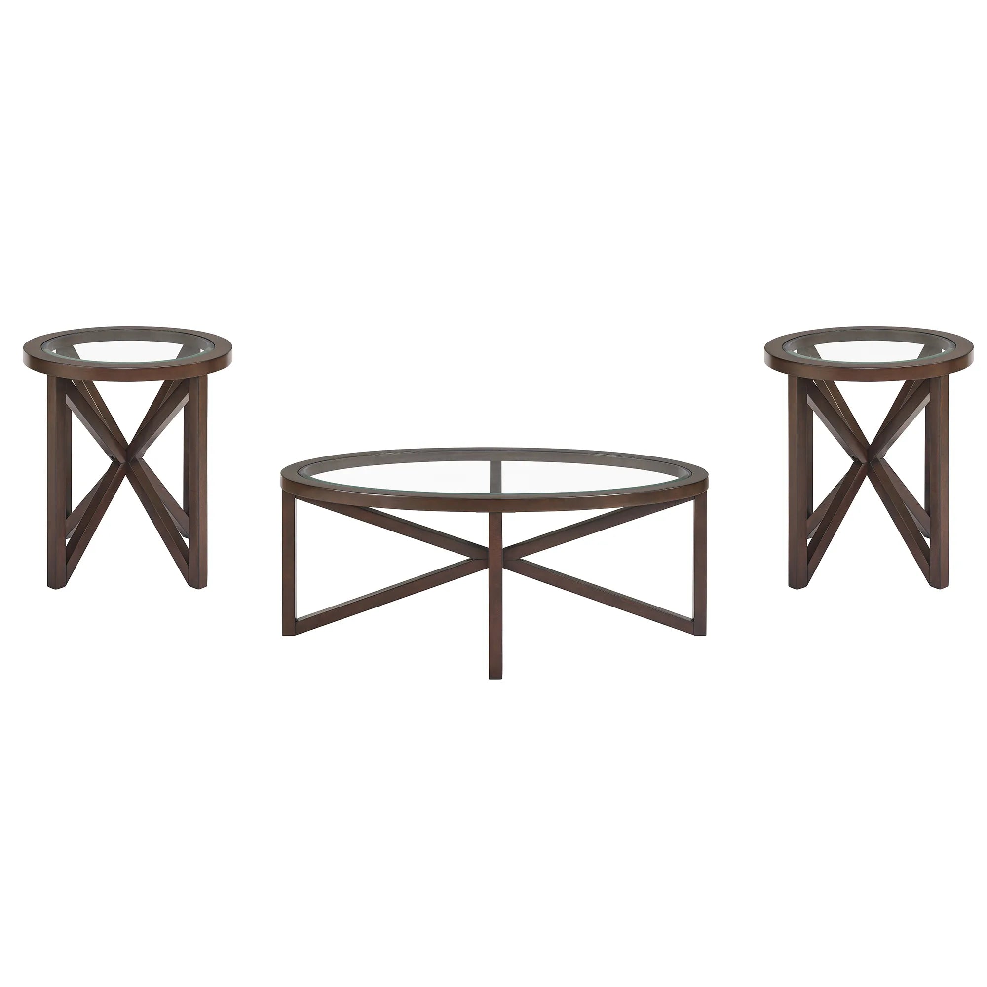 Modern Oval Tempered Glass Coffee Table with Solid Wood Base