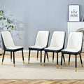Modern PU Leather Dining Chair Set With Black And White Due Tone